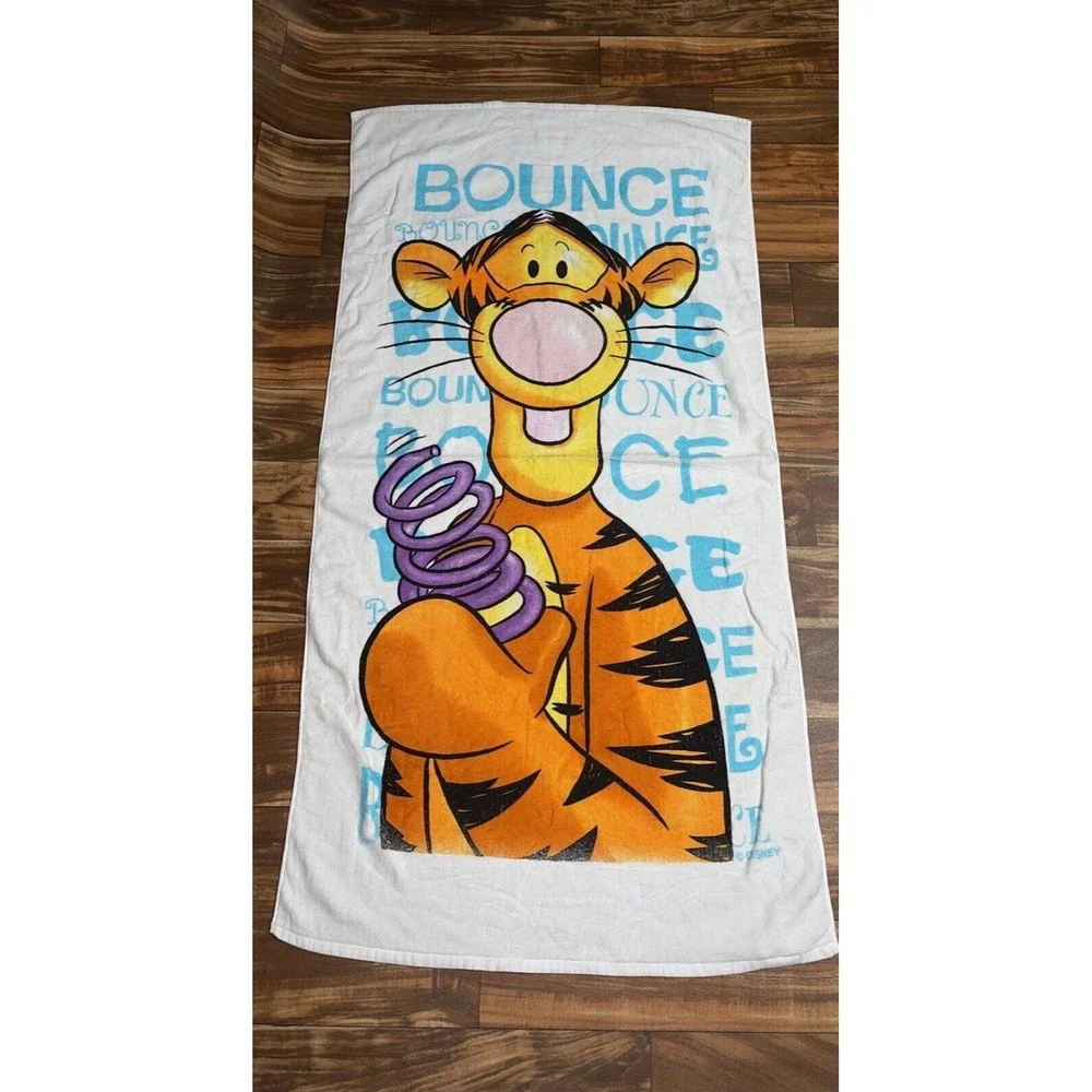 Franco Disney Winnie The Pooh BOUNCE Tigger Cartoon Beach Towel 55”x28” Rare